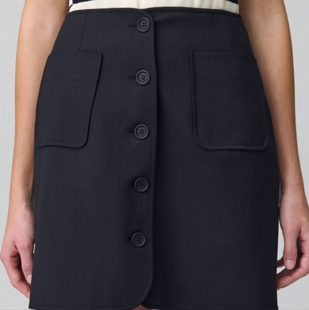 Claudie Pierlot Paris Classic Black Wool Button-Front Skirt Size 2 - Picture 4 of 5